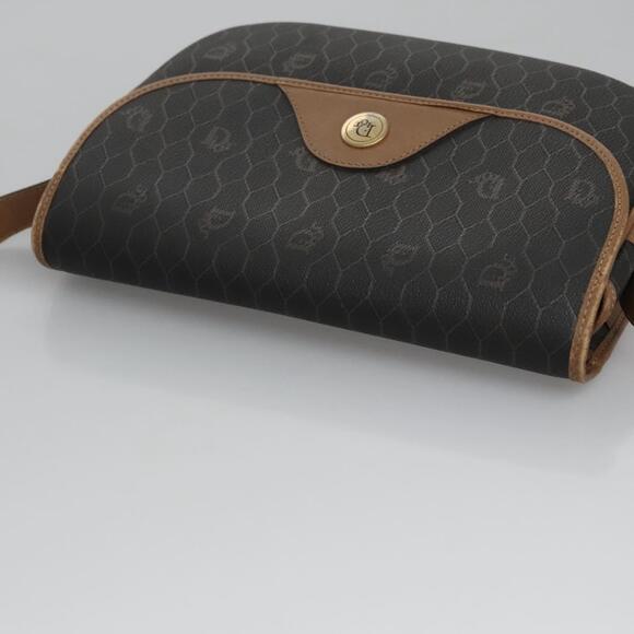 DIOR Honeycomb Canvas Shoulder Bag Pvc Leather Black